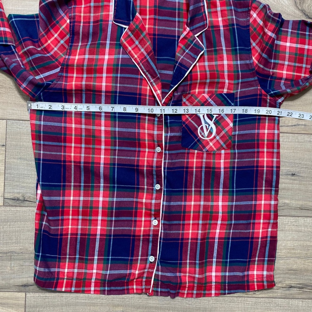 Victoria's Secret Womens Plaid Long‎ Sleeve Button Up Pajama Top Size Medium - Picture 2 of 10